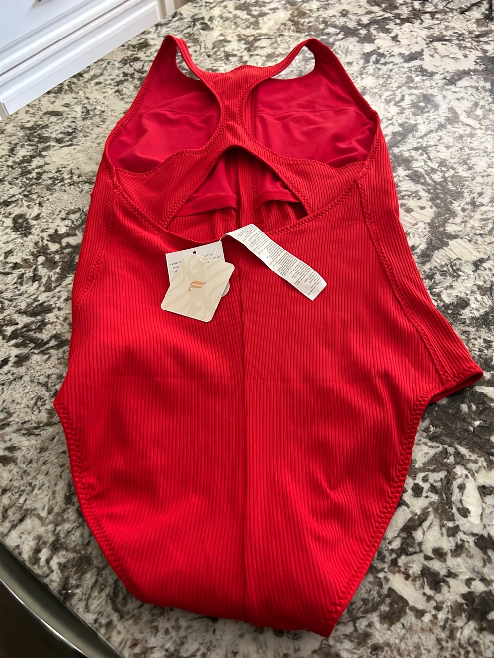 Fabletics Red Ribbed Racerback One-Piece - Picture 2 of 11